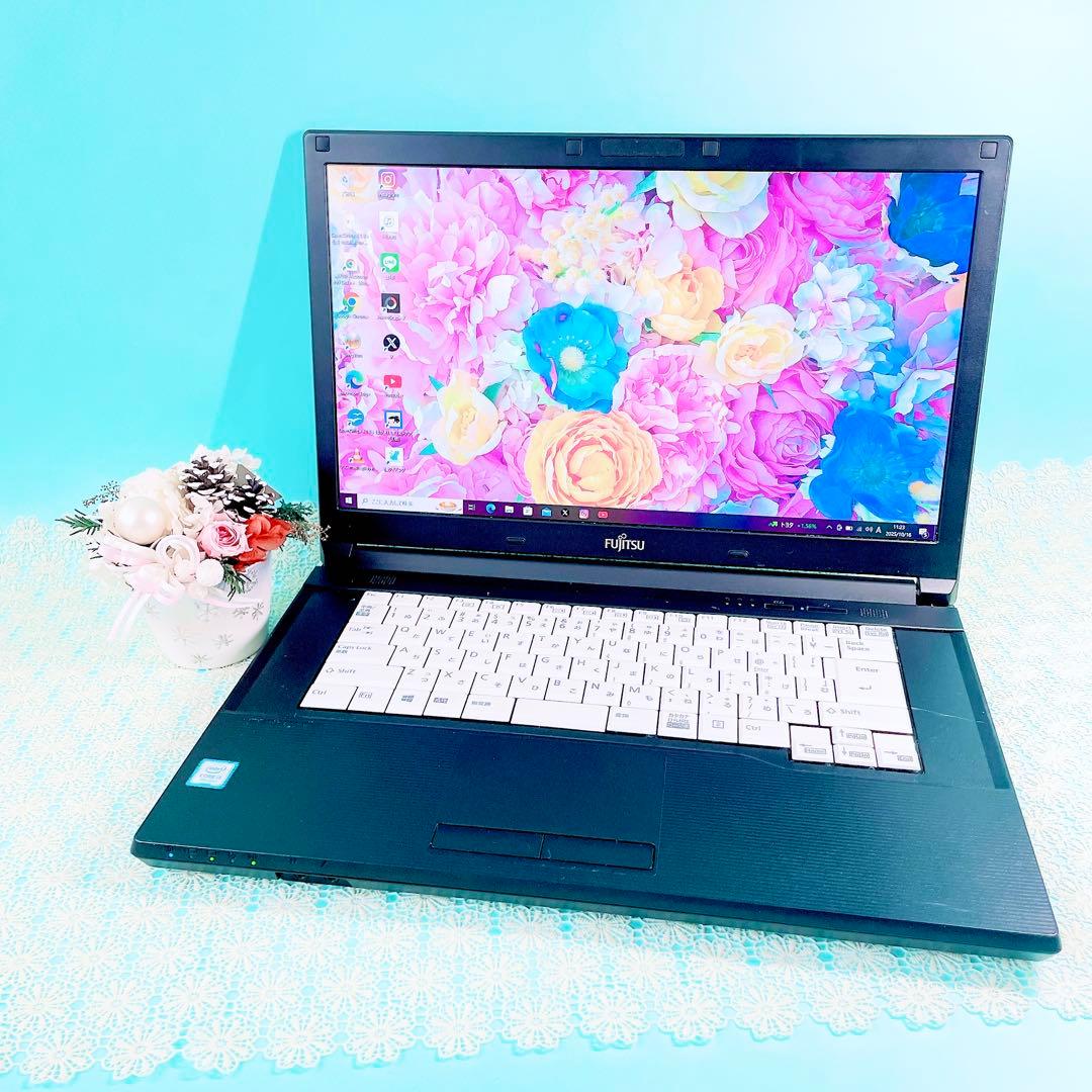 今だけ特別価格‼️初心者おすすめ❣️初期設定済みですぐ使える黒ノートパソコンSSD