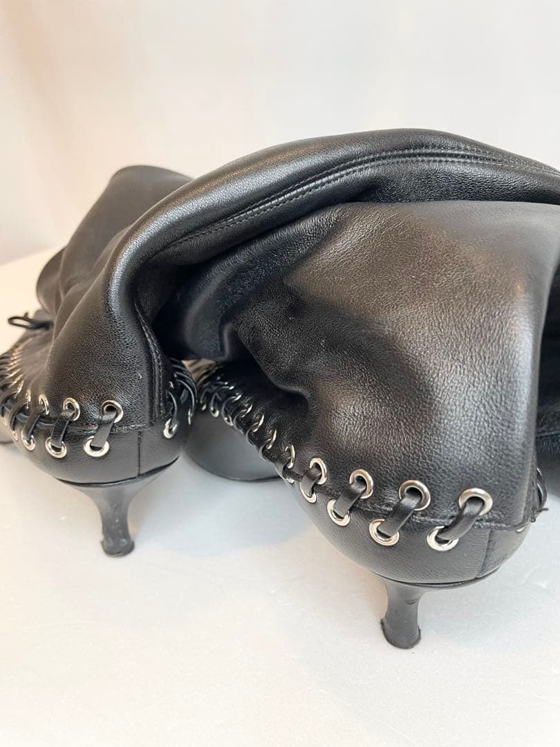 ALL-IN ブラック Level サイハイ ソフトレザー ロングブーツ