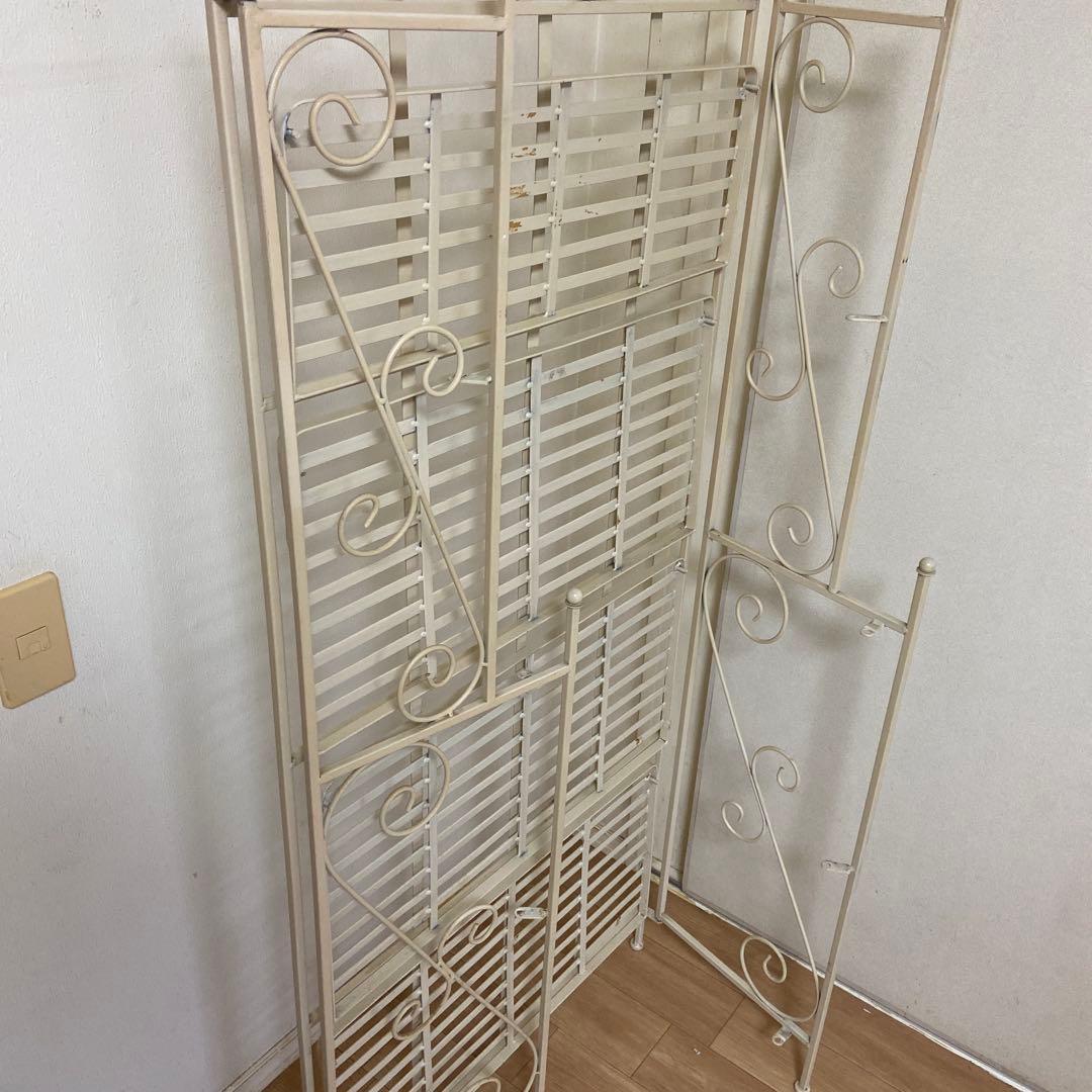 アイアンラック　オープンラック　4段　フェミニン　姫系　アイアンフレーム　白