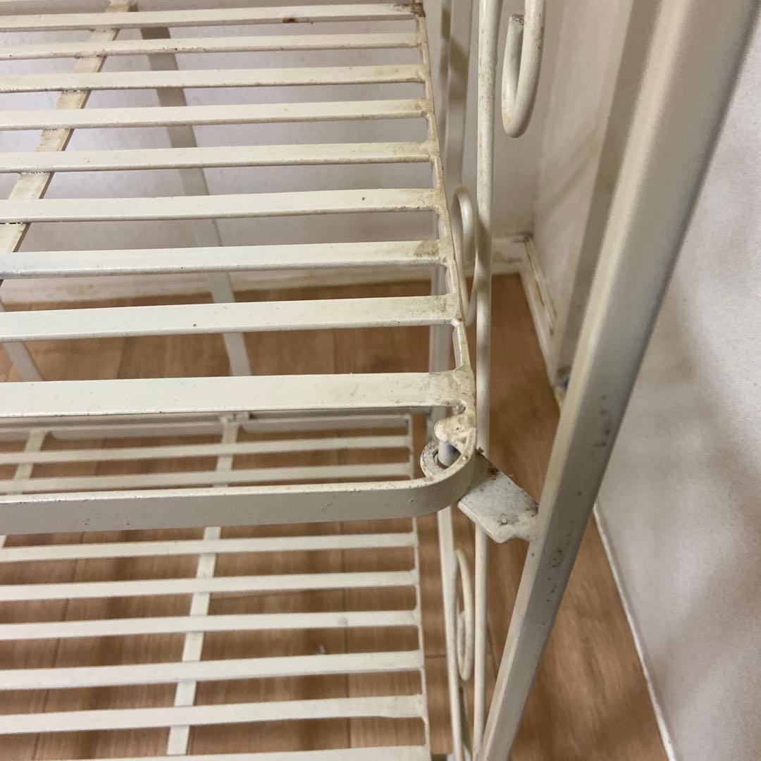 アイアンラック　オープンラック　4段　フェミニン　姫系　アイアンフレーム　白