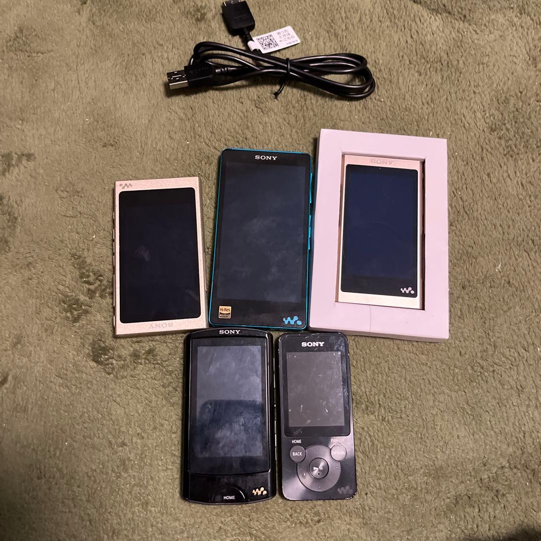 【タイムセール】ジャンク品Sony Walkman 5台セット USBケーブル付