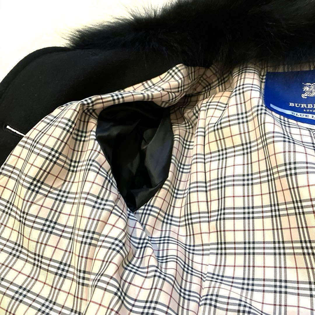 美品　バーバリープルーレーベル　アンゴラ3way ファー付コート　ブラック　38