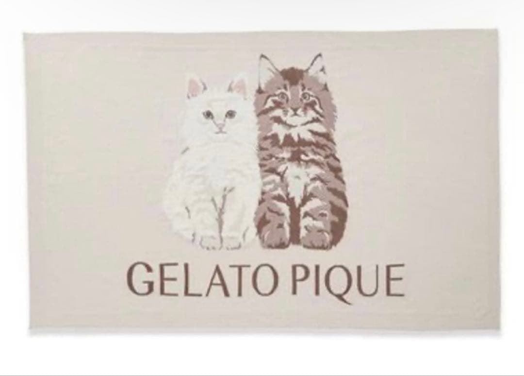 ツインキャットジャガードブランケット　ジェラートピケ ピンク