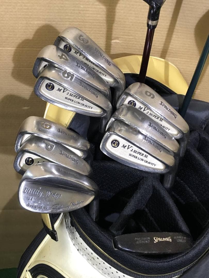 男性向け右打ち用 中古ゴルフクラブセット スポルディング など混成 13本組