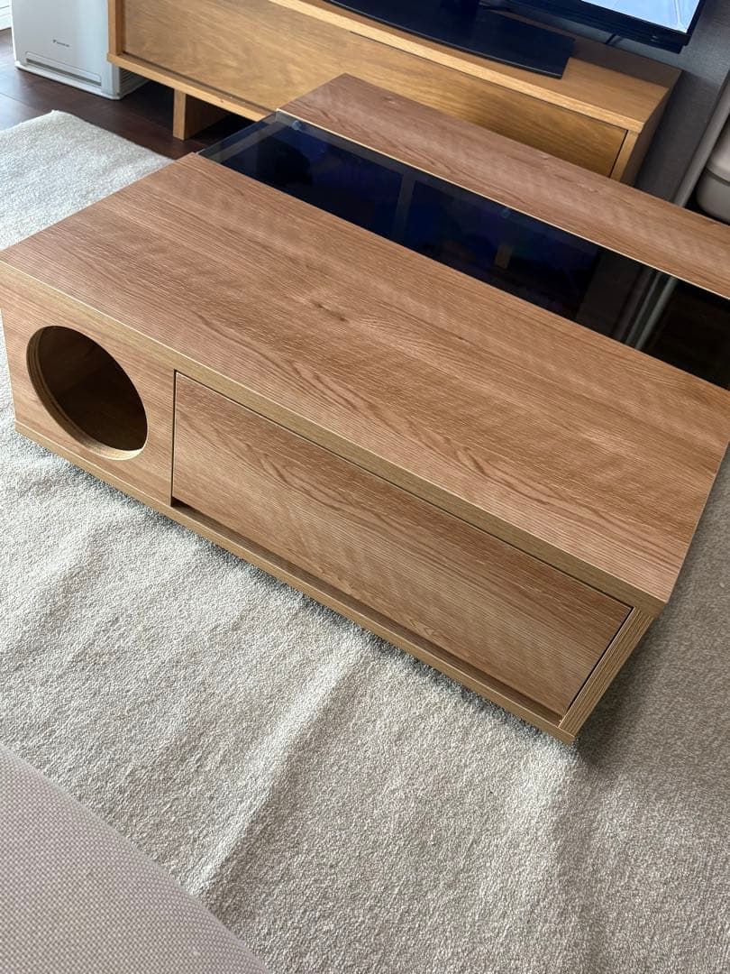 JAM JAM様用　ロウヤ 猫と暮らそう　ローテーブル ガラス天板