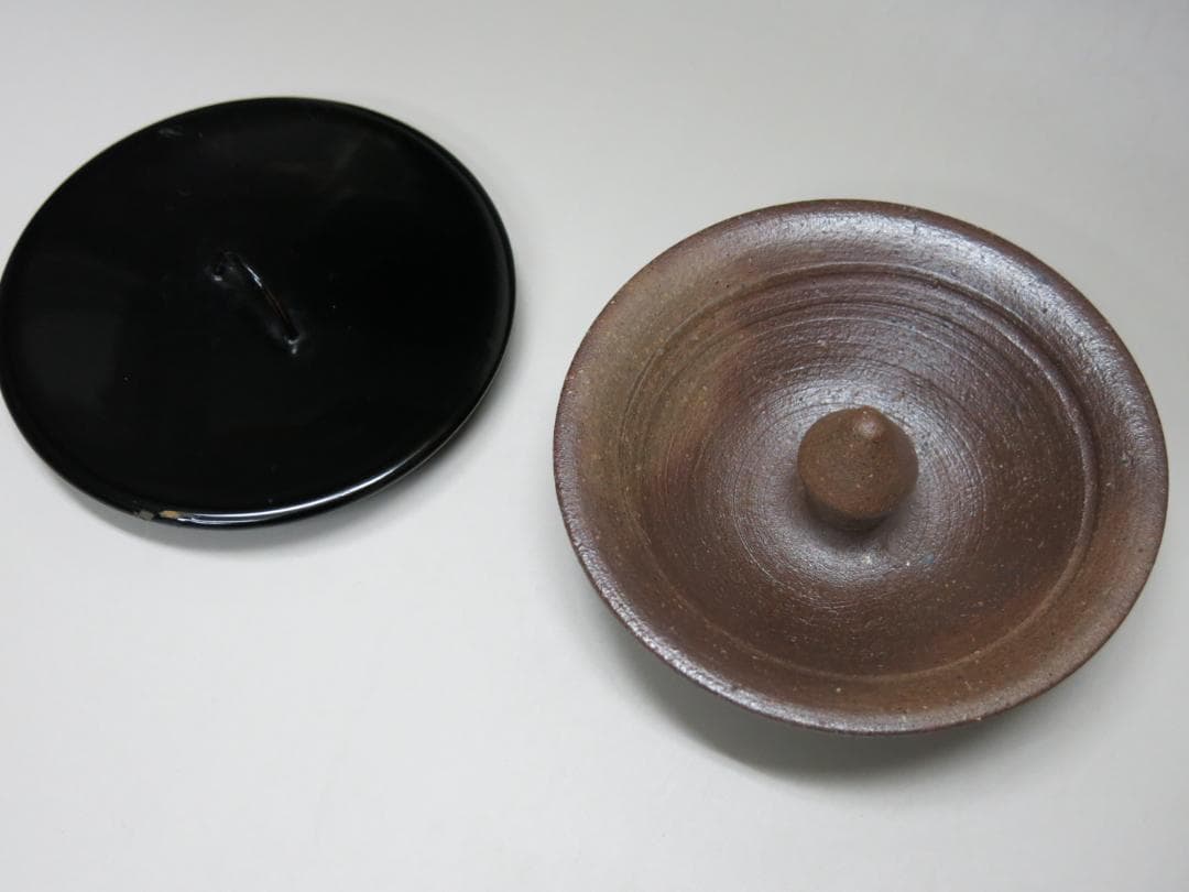 堀内宗完宗匠書付 堀野証嗣作「萬古やき南蛮写耳付水指」 共箱 茶道具 T-12