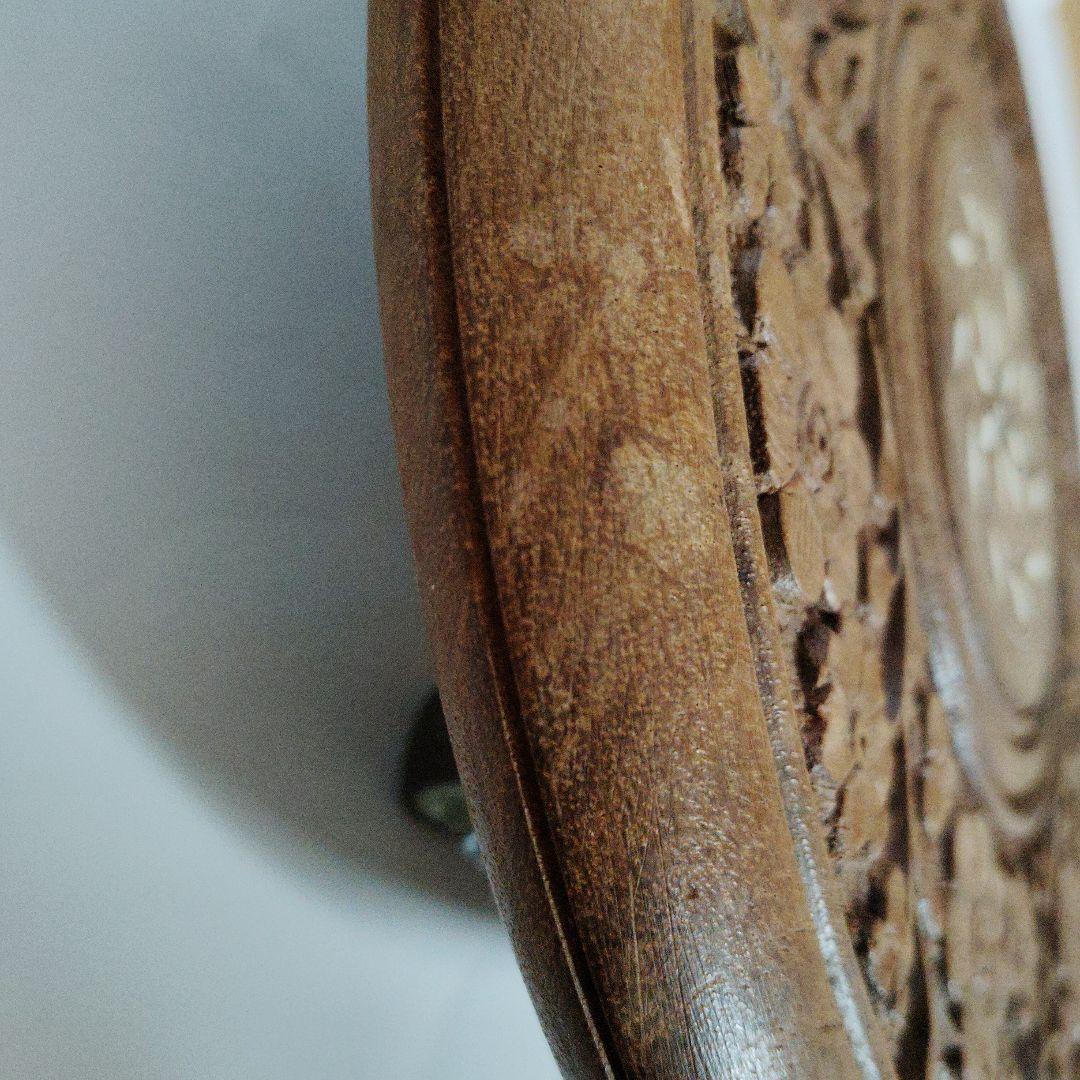 彫刻装飾木製キャスターテーブル ぞうがん細工　象嵌細工お花の台 花台