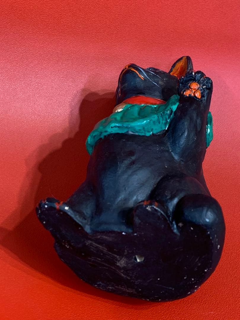 長浜人形　招き猫　黒　高さ15cm