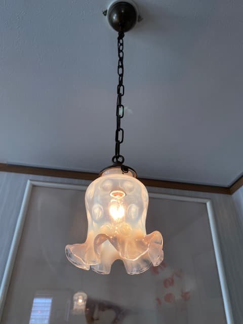 フェントン　オパールセント　ドット　ランプシェード　ビンテージ硝子シェード