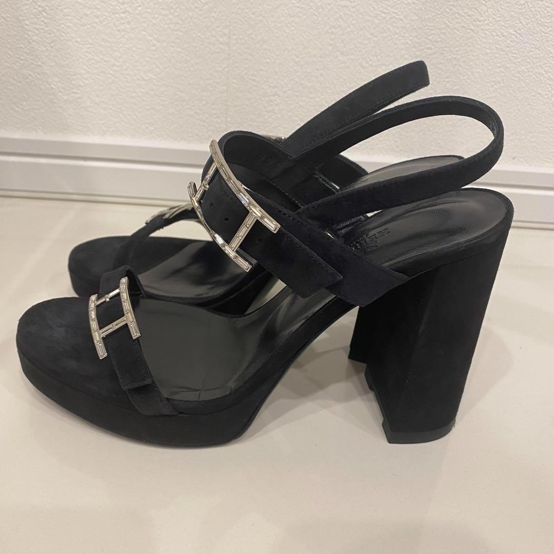 【大SALE】美品・正規品HERMES エルメス サンダル 黒 24cm