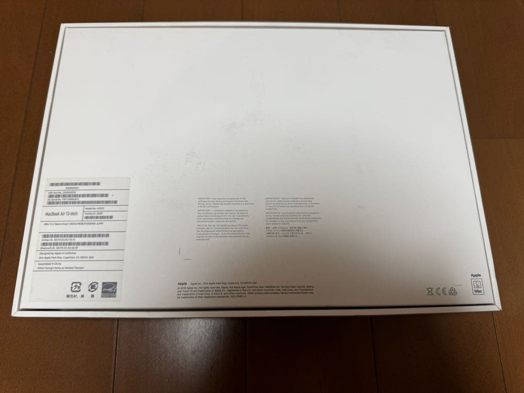 MacBookAir 2018 Corei5 16GB/SSD512GB 箱付き