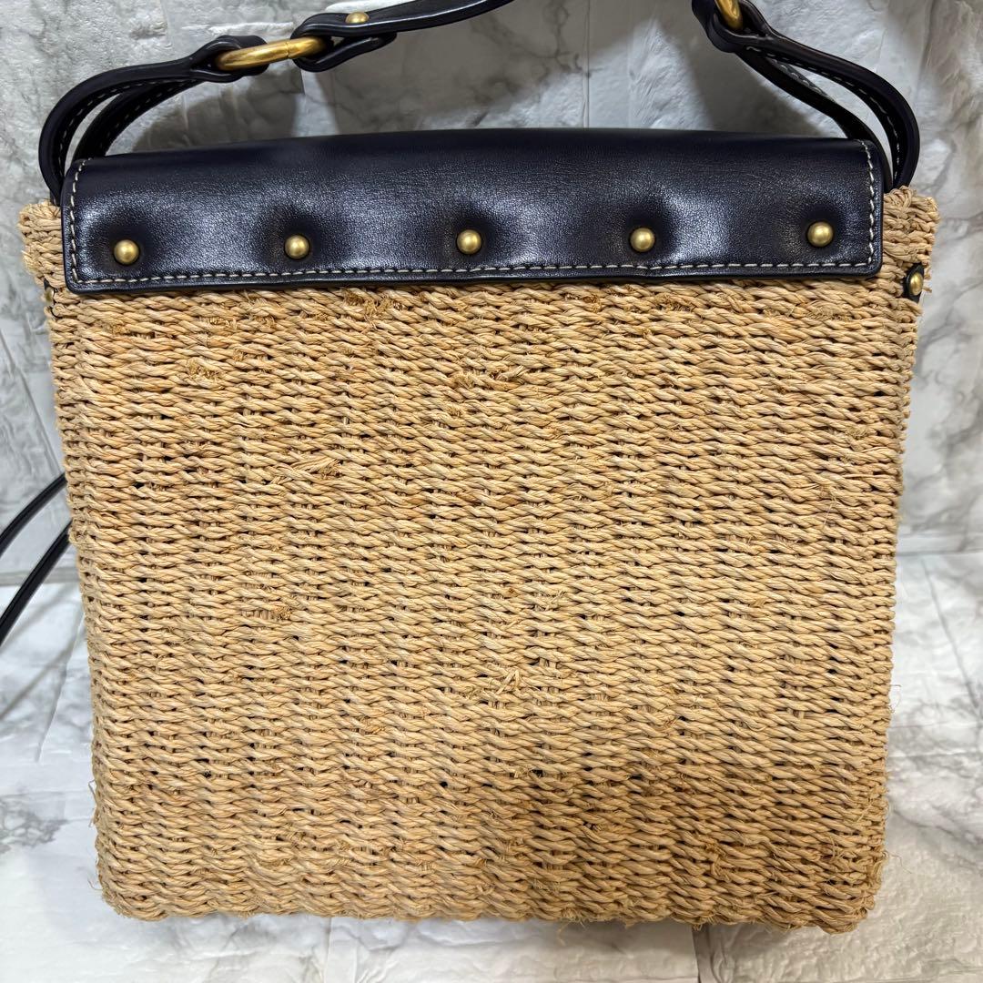 TORY BURCH　ストローショルダーバッグ　カゴバック　かご素材　タッセル