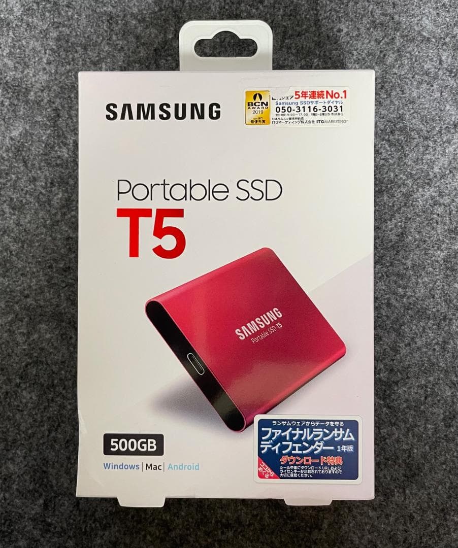 Samsung ポータブルSSD T5 500GB USB 3.1 Gen 2