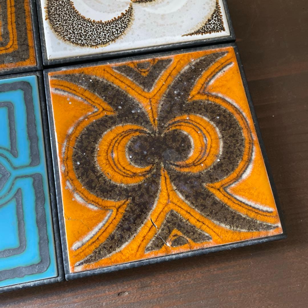 ドイツ ヴィンテージ アンティークタイルセット 4枚組