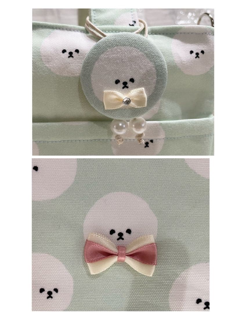 ハンドメイド　サイドポケット付きトートバッグ　ビションフリーゼ