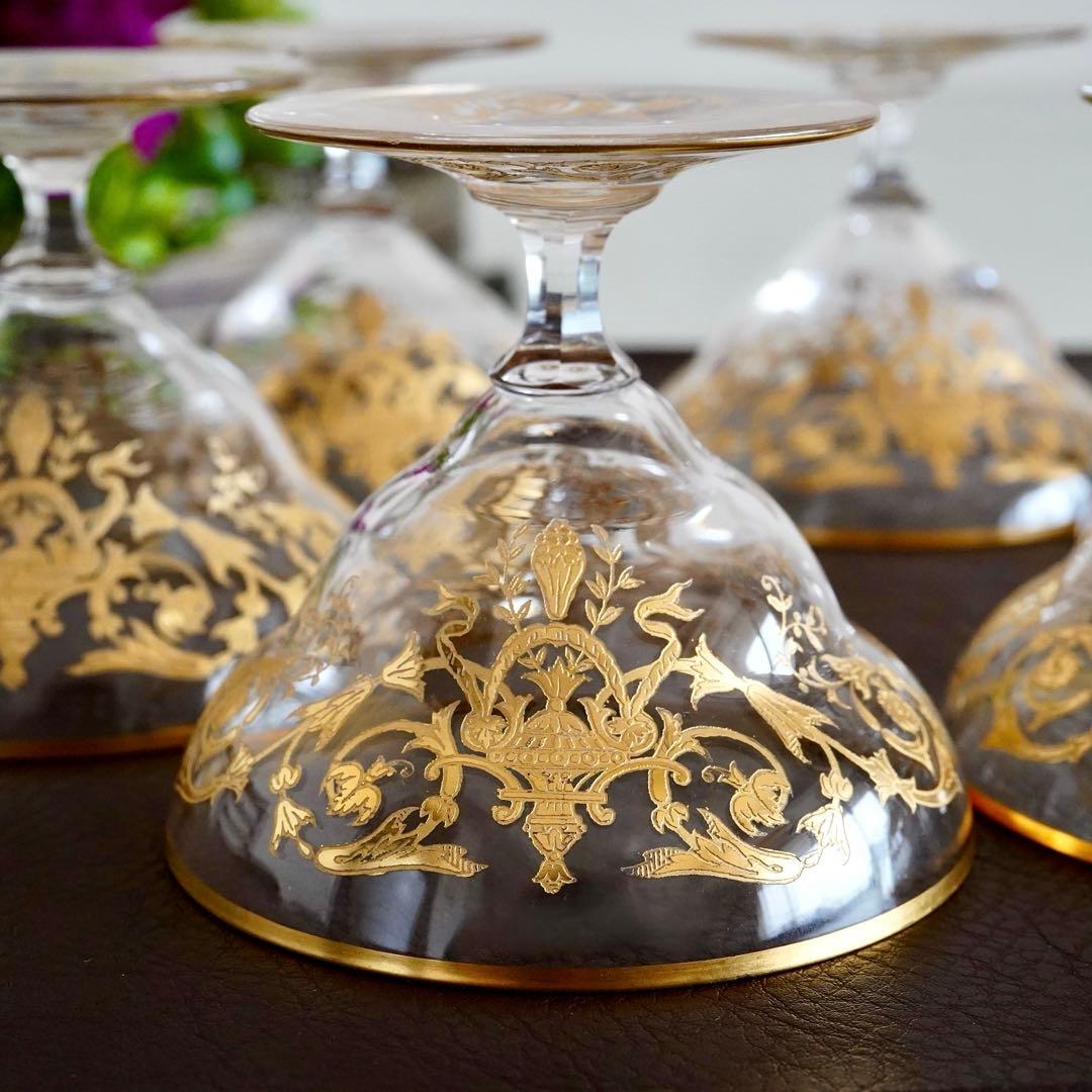 24金彩美品オールド サンルイ★リマ★シャーベットグラス クープ★セット★極希少