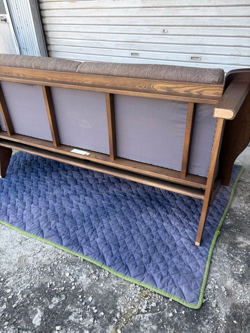 美品 ナガノインテリア 3Pソファ 天然木 LC048