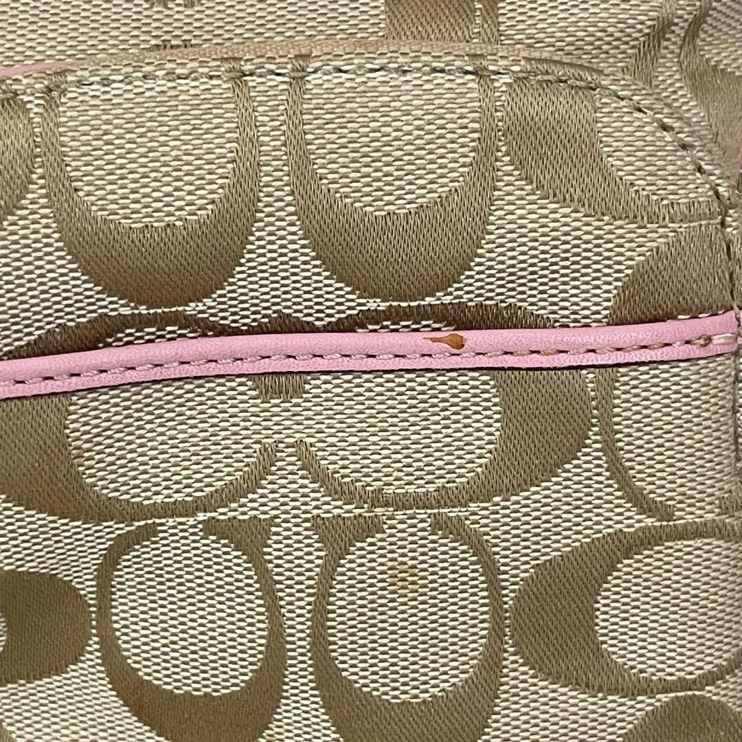美品✨coach シグネチャー　ワンショルダー　ピンク　2ポケット