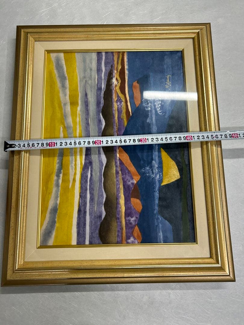 「浮かぶ島」　安達雅一　富士山　絵画　日本画　染色 工芸 作家