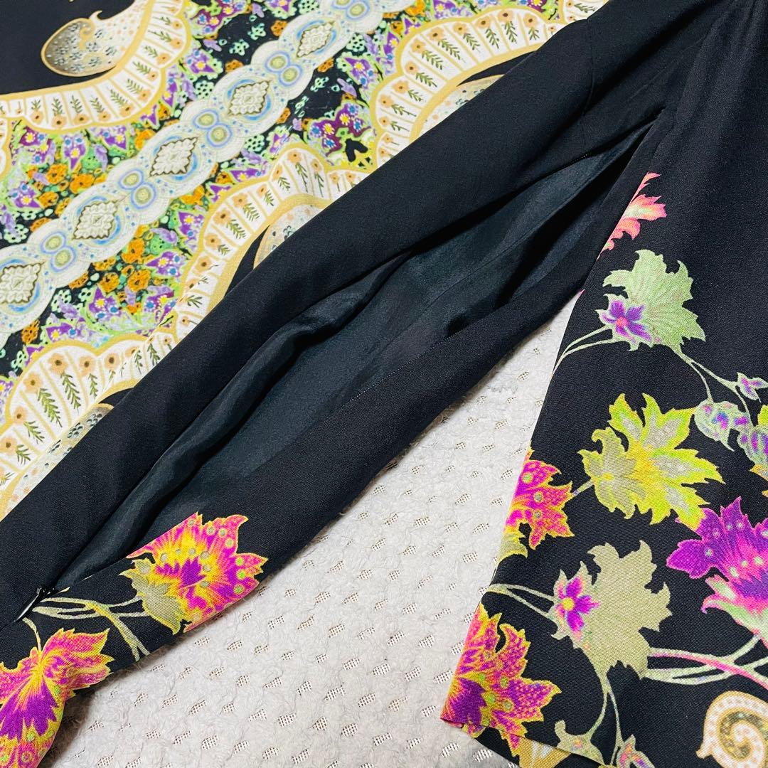 新品同様♡希少42サイズ✨エトロ　ETRO シルク 花柄　ワンピース ブラック