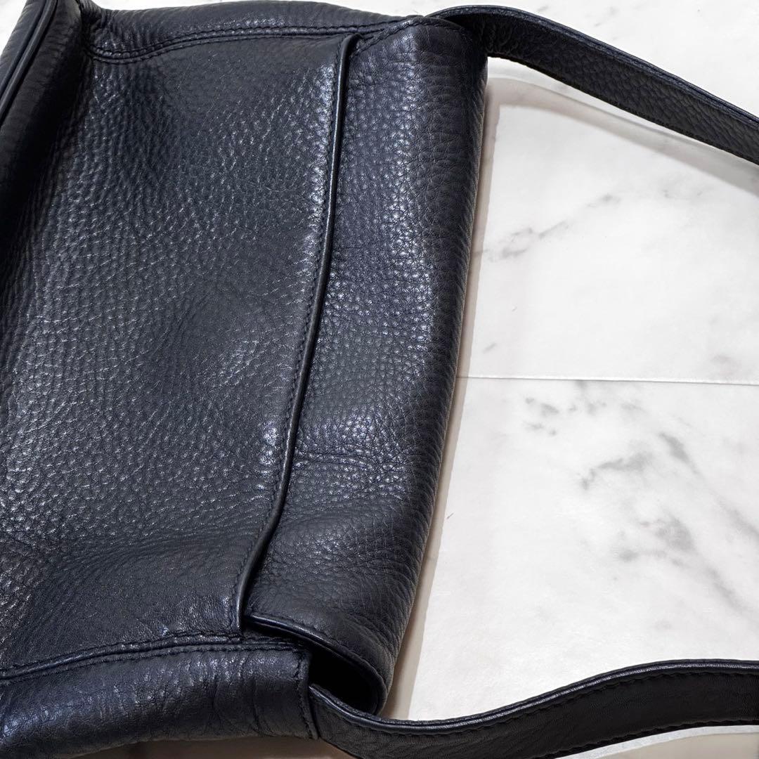 【良品】COACH コーチ ビンテージ ショルダーバッグ レザー ダークネイビー