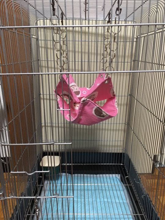 モモンガハウス(足跡柄・ピンク)  春(冬)秋仕様  1750円