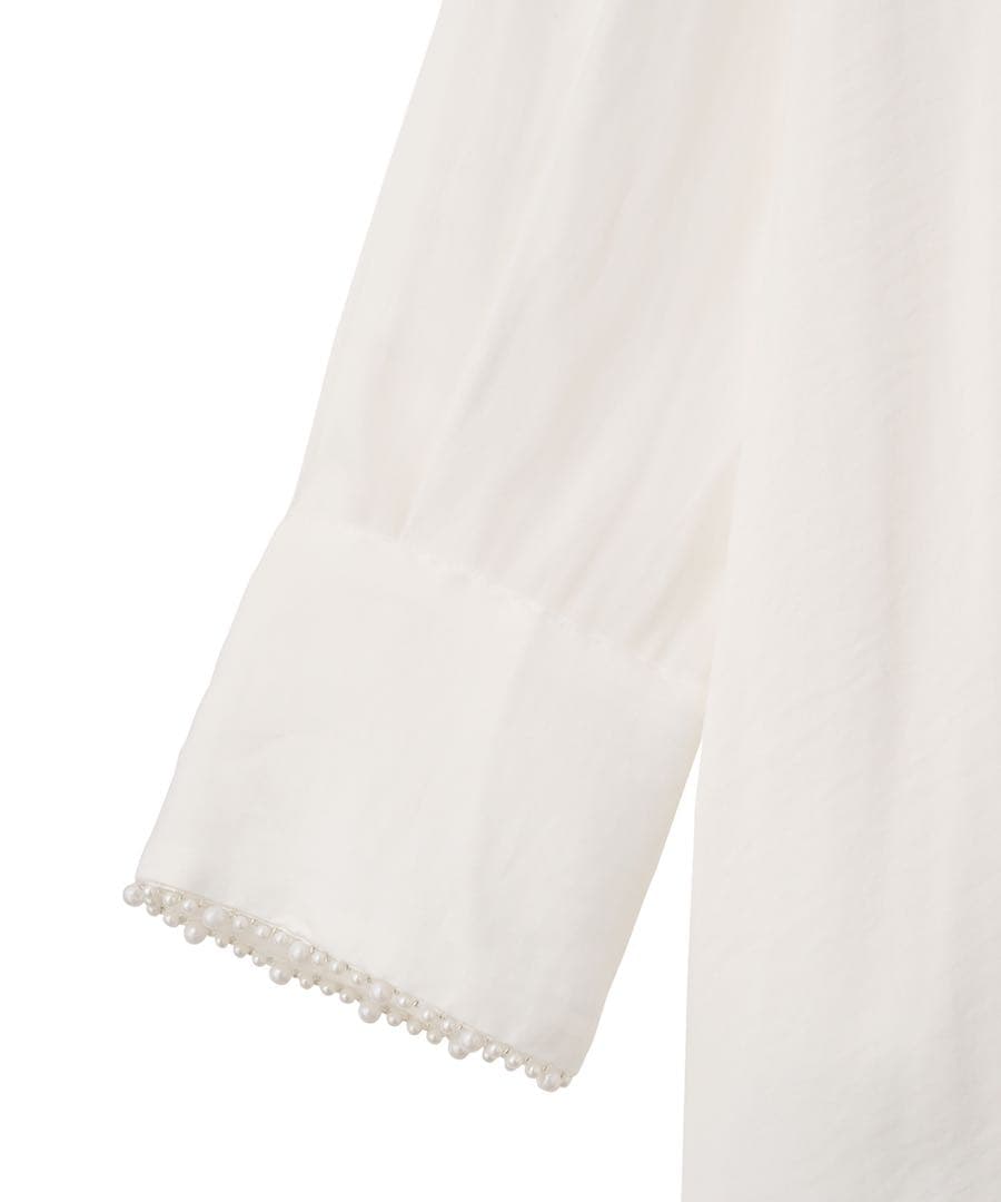 新品タグ付き ココディール パールモチーフペプラムシャツ ホワイト 25AW