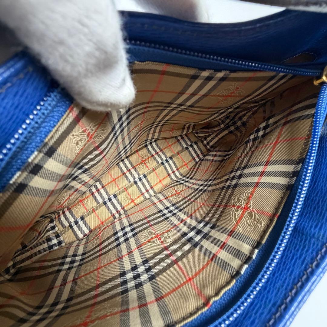 【希少カラー】BURBERRY ワンショルダーバッグ ブルー ノバチェック