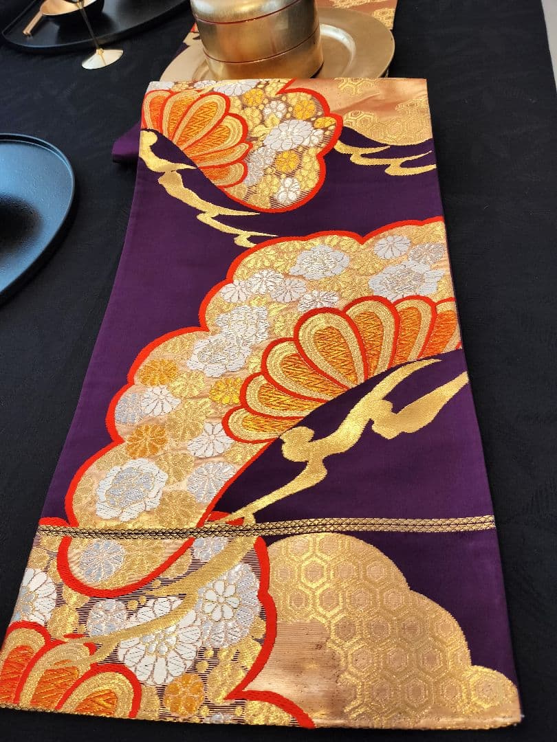 A616★逸品‼️豪華刺繍‼️ひな祭り‼️袋帯正絹テーブルランナー2ｍ2cm