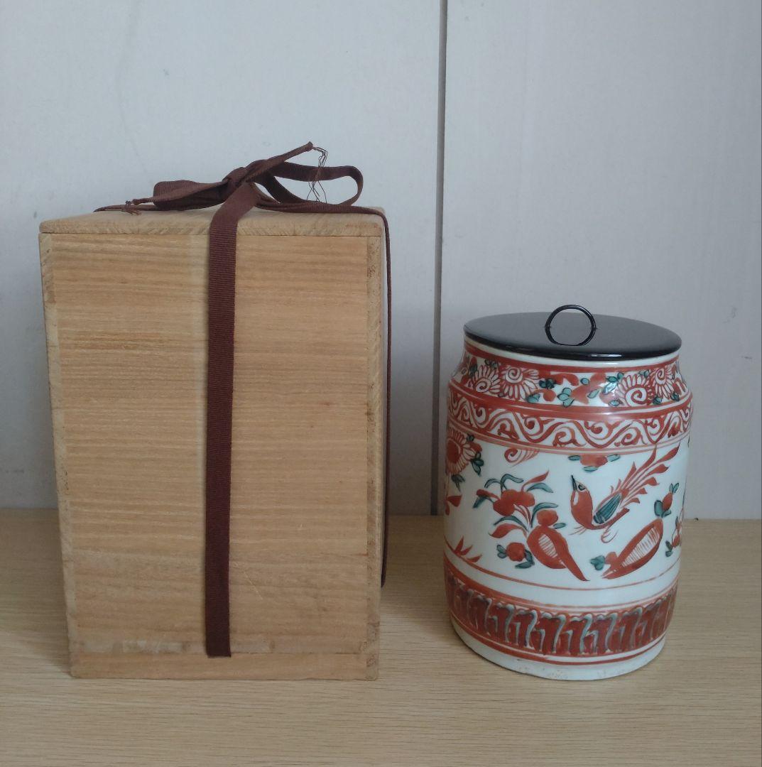 呉須赤絵水指　中国古玩　中国明代　茶道具　宋　高麗　茶盌　茶碗　青磁　トヒニ