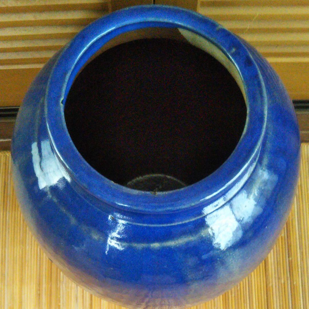 瑠璃色　茶葉入れ大壺　希少