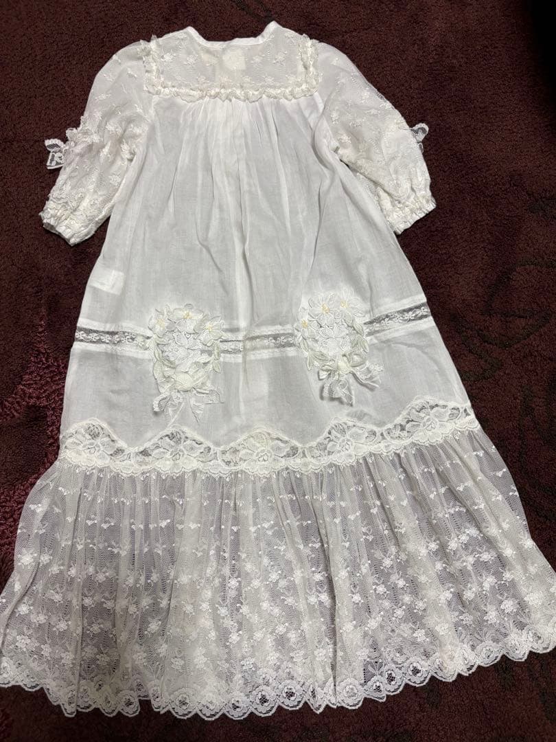 ホワイト ベビードレス 帽子・靴下付き 6点セット