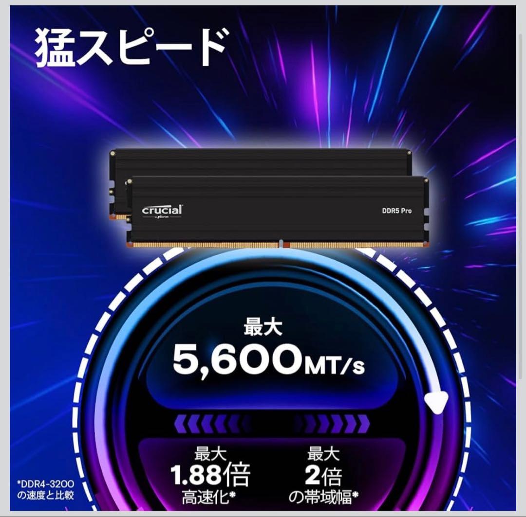 Crucial PRO デスクトップ用メモリ 16GB×2枚 DDR5-5600