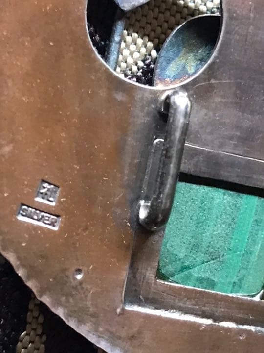 作家もの　大きな一点物帯留特集　純銀と縞瑪瑙　浮かせ彫り　ボタニカル