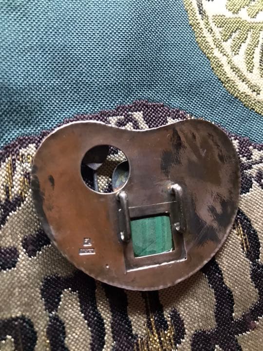 作家もの　大きな一点物帯留特集　純銀と縞瑪瑙　浮かせ彫り　ボタニカル