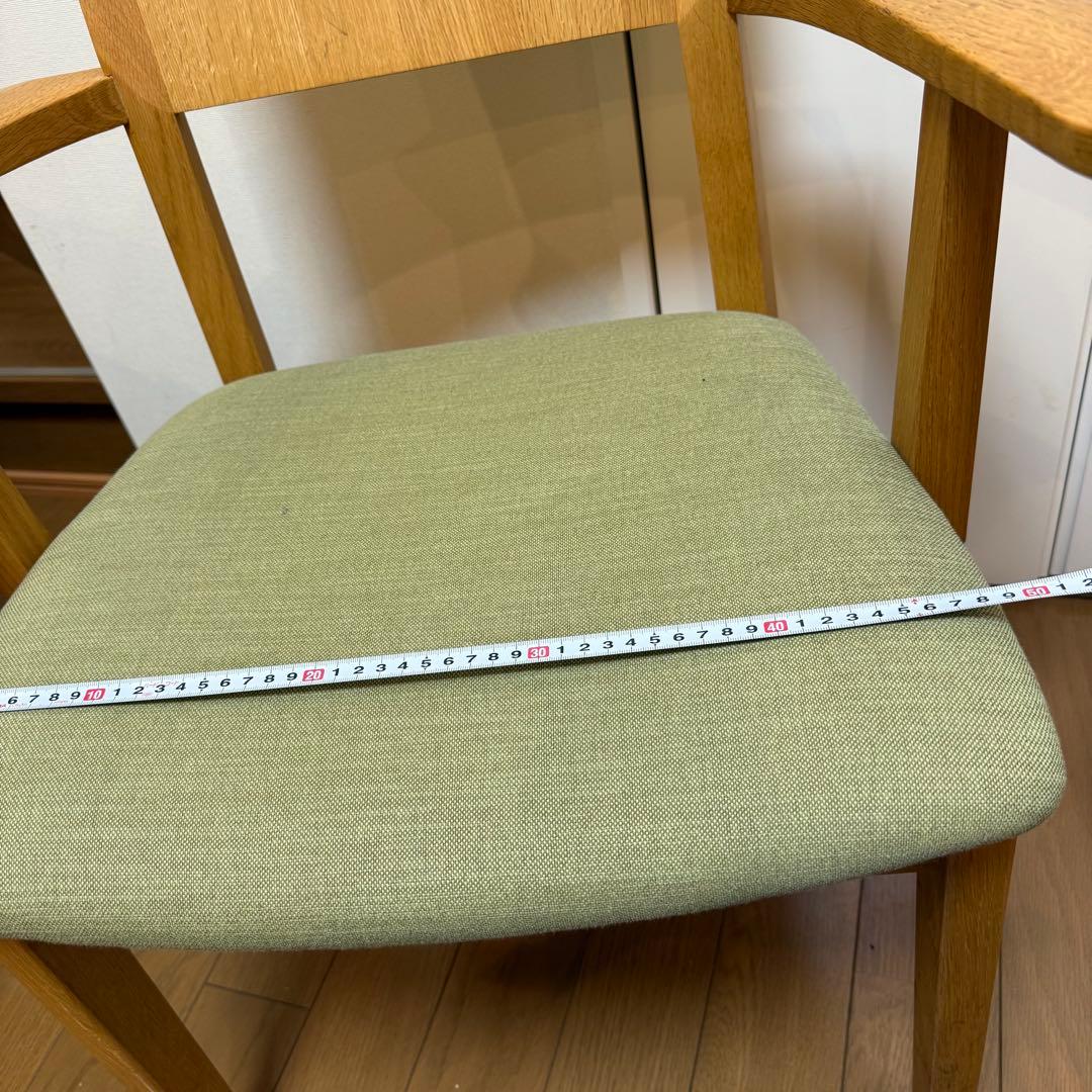 【送料無料】日進木工1脚 高級アームチェア グリーン美品 座り心地抜群 日本製