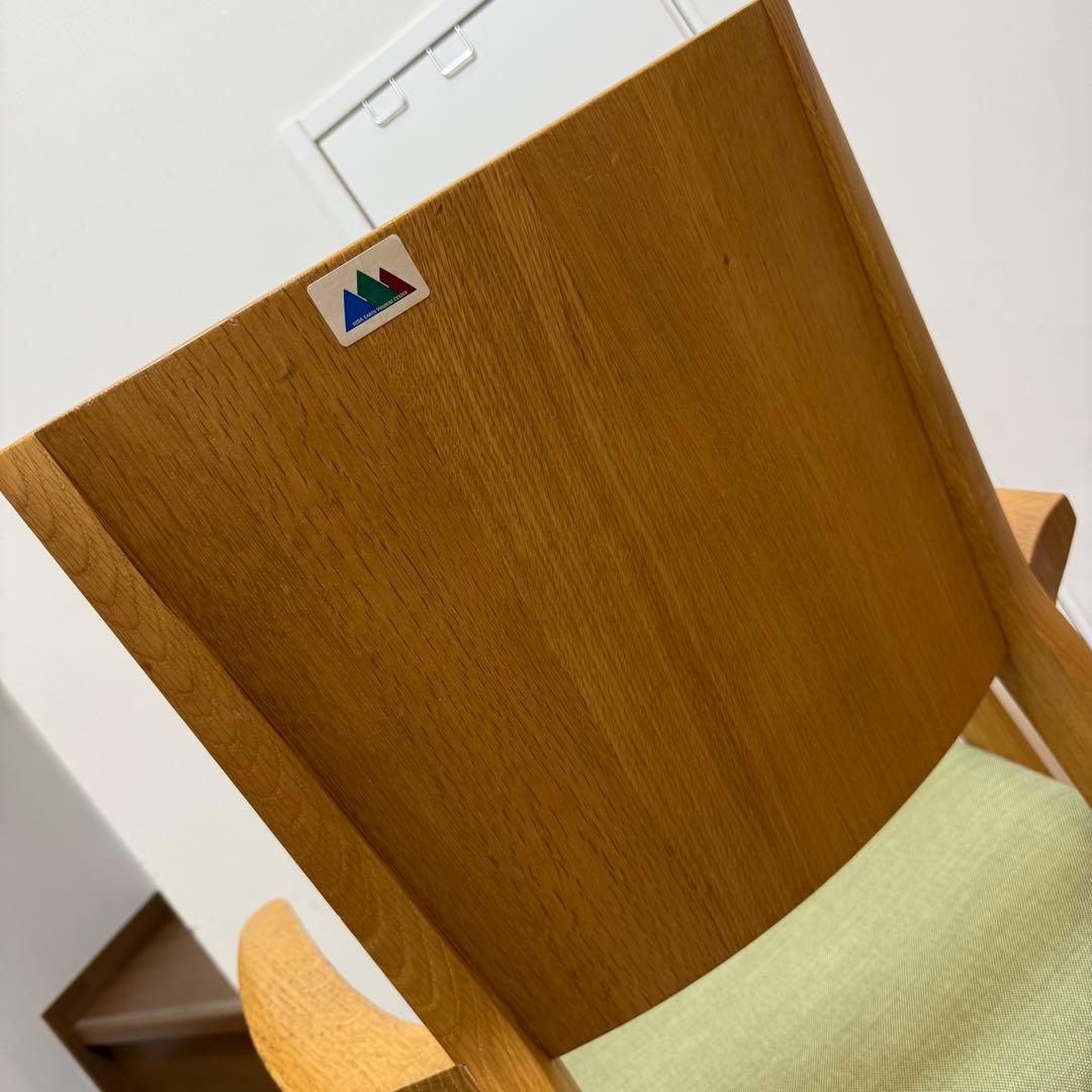 【送料無料】日進木工1脚 高級アームチェア グリーン美品 座り心地抜群 日本製