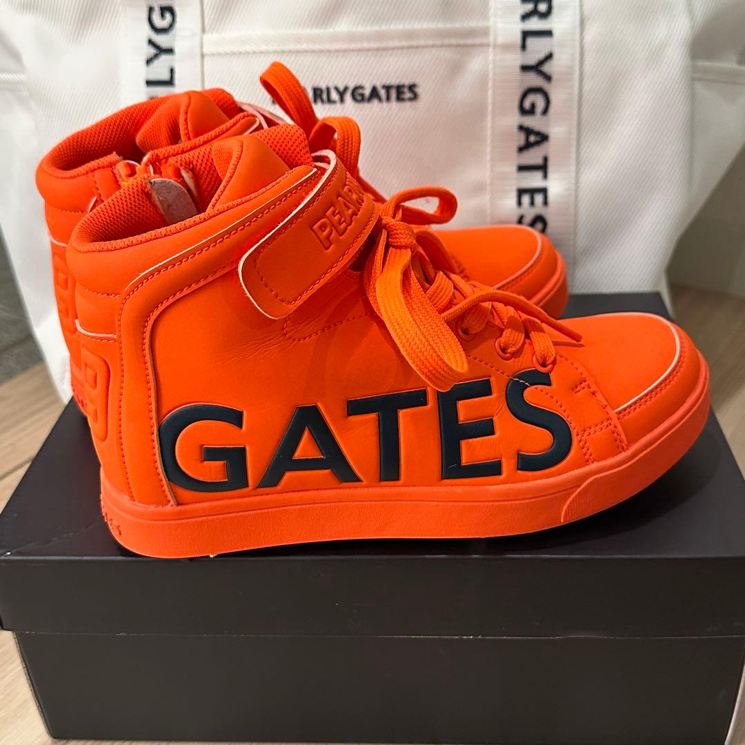 【超美品】パーリーゲイツ ゴルフシューズ ハイカット オレンジ 22.5cm