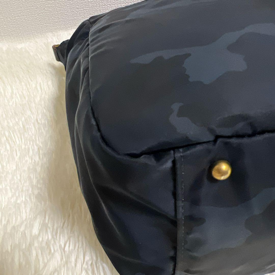 Folna 藤巻百貨店限定 2way 迷彩 ナイロン ブリーフバッグ ネイビー