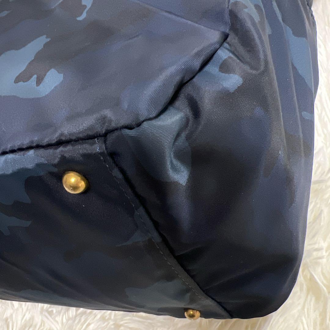 Folna 藤巻百貨店限定 2way 迷彩 ナイロン ブリーフバッグ ネイビー