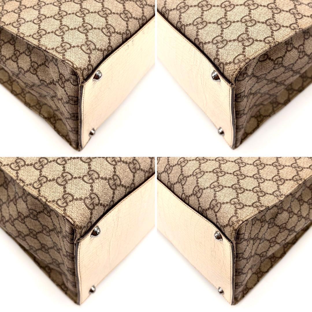 美品 グッチ トートバッグ GGスプリーム ホースビット金具 A4可 ベージュ