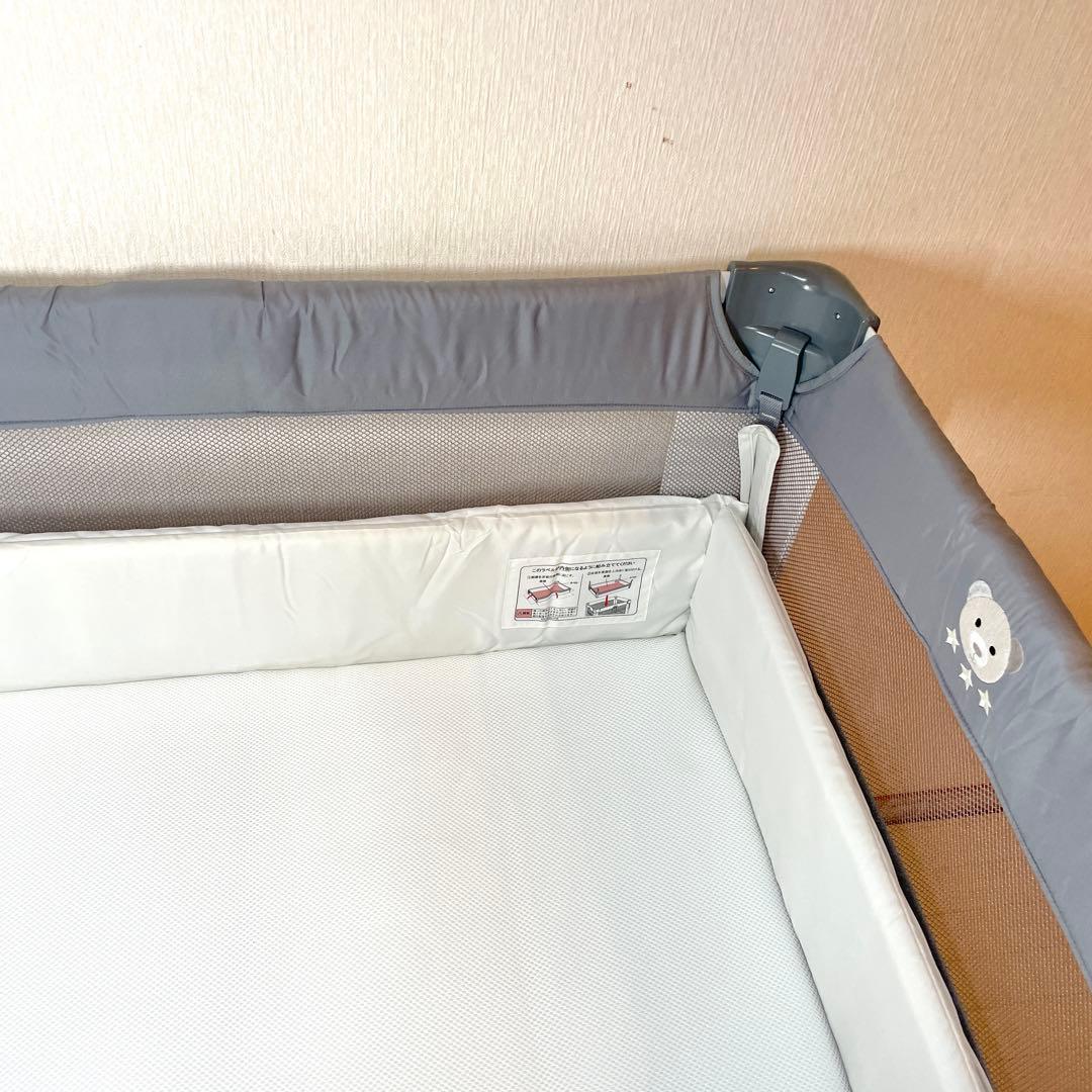 美品 Aprica ココネル エアー AB ベビーベッド　グレーベアー