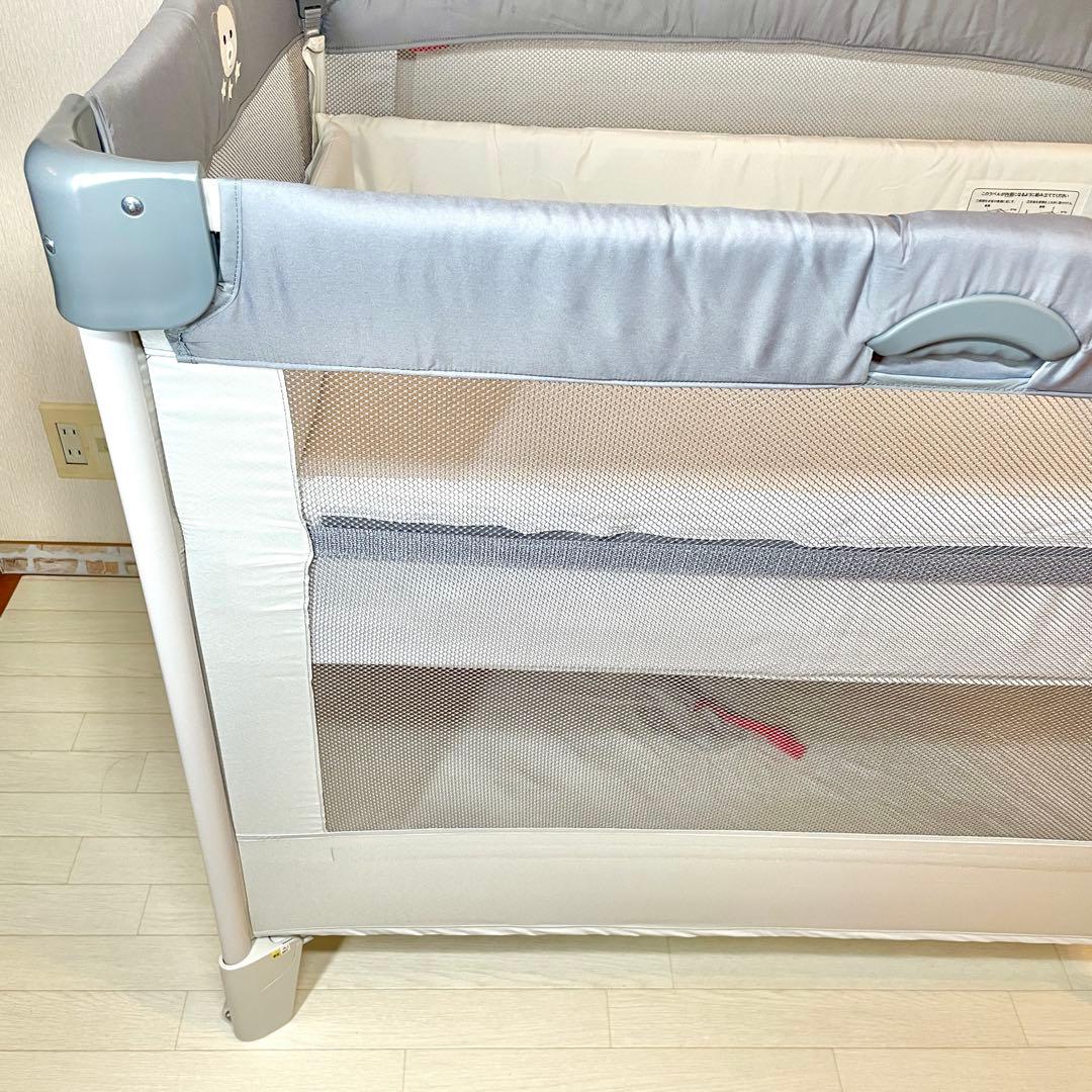 美品 Aprica ココネル エアー AB ベビーベッド　グレーベアー