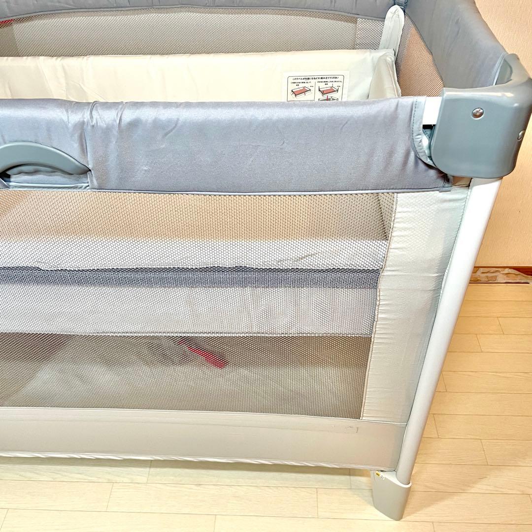 美品 Aprica ココネル エアー AB ベビーベッド　グレーベアー