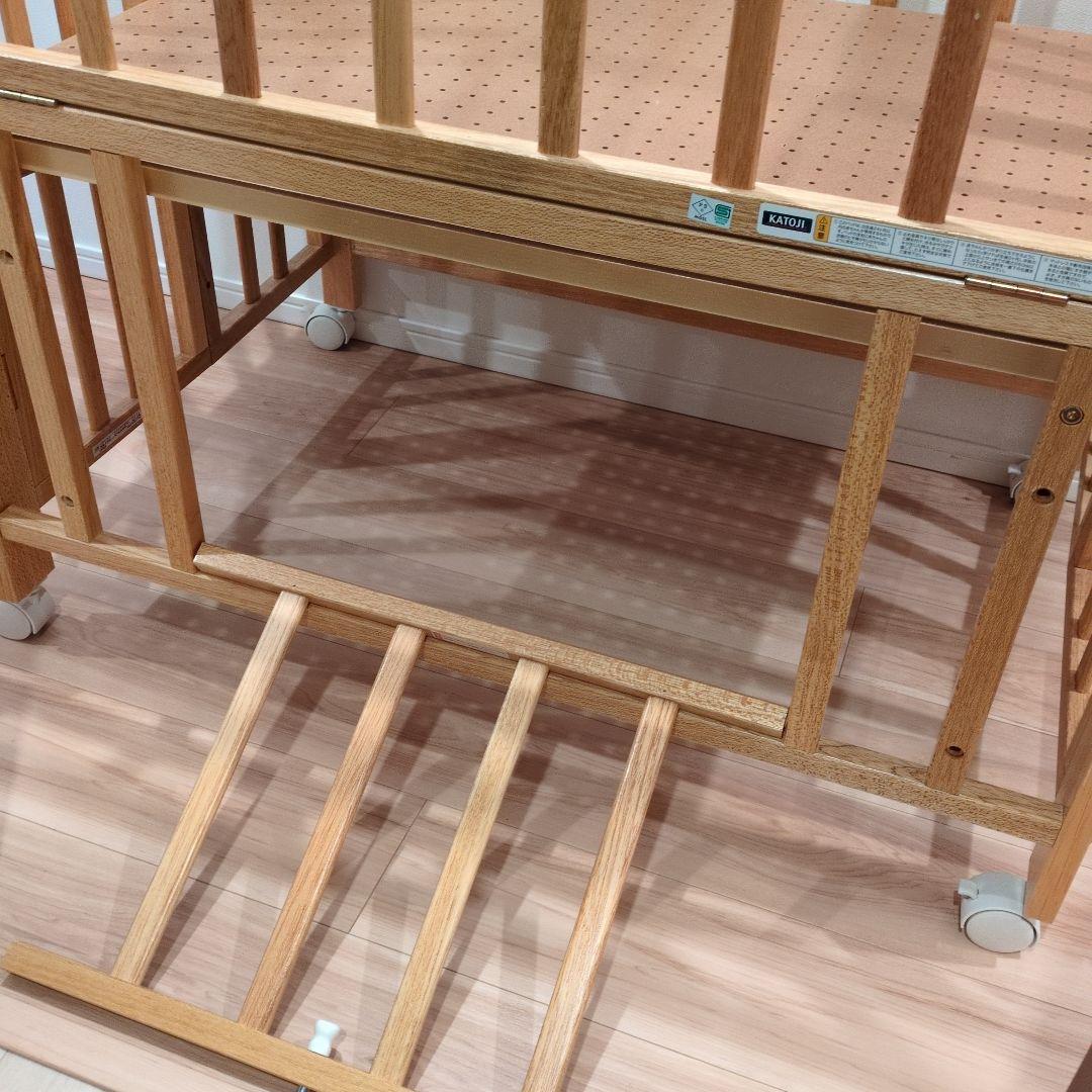 【千葉市 手渡し限定】KATOJI 木製オープンタイプベビーベッド　60×90