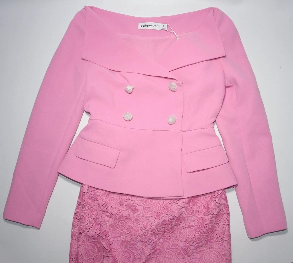 R*A様 セルフポートレイト テーラード ワンピース レース ピンク UK8 未