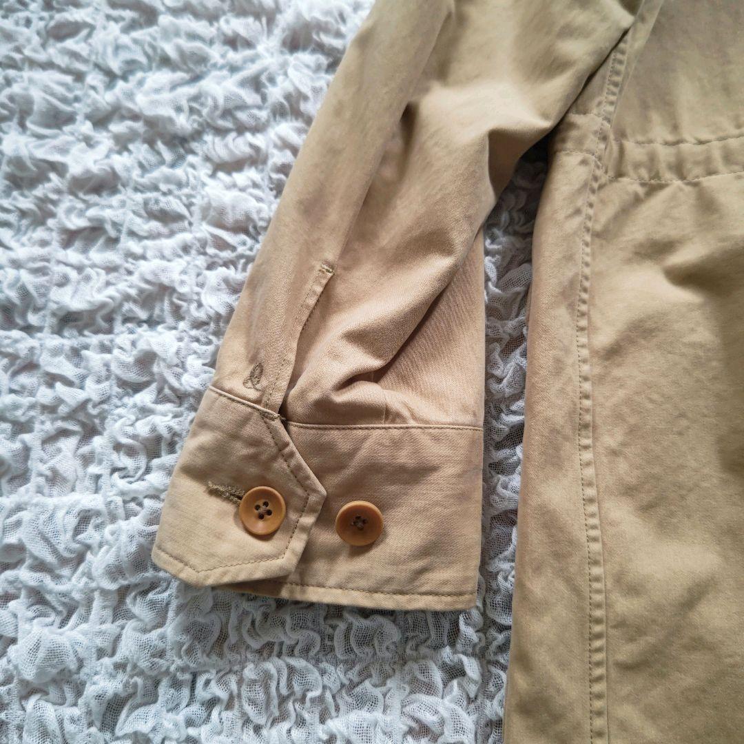 45rpm　コットン　丸襟　モッズコート　比翼　フード付き　ベージュ　2