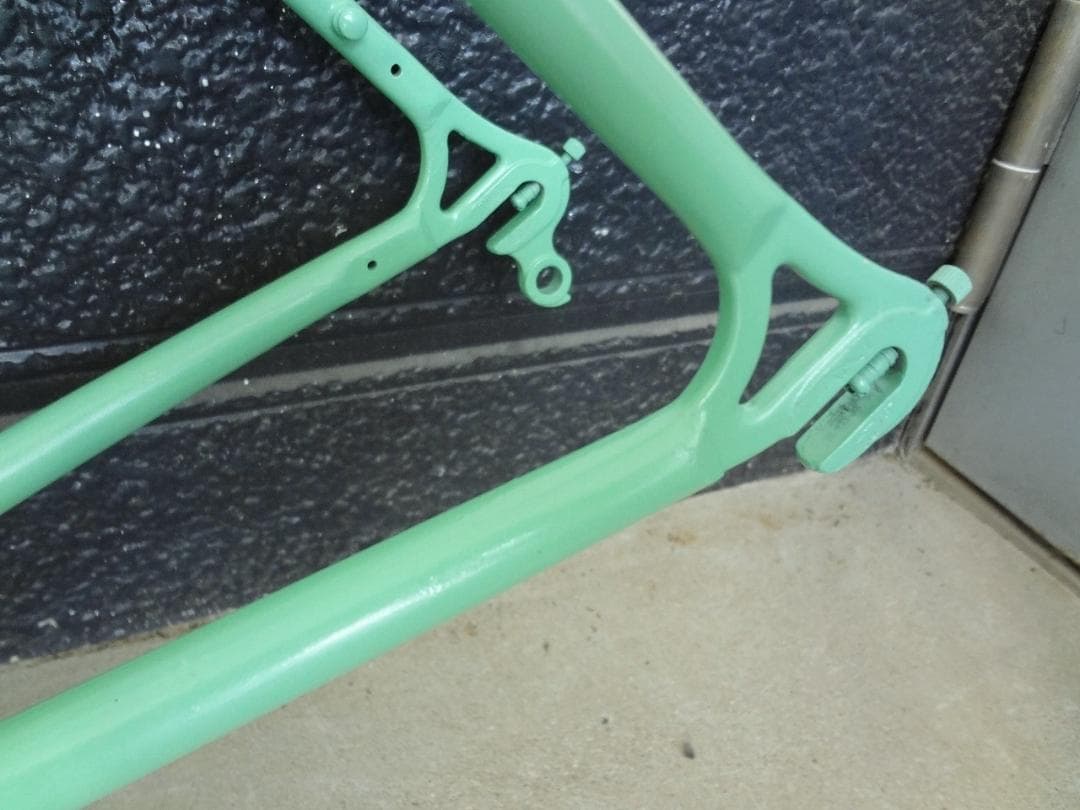 【概ね良好　リペイント】クロモリ　ロードバイク　フレーム　ビアンキ カラー