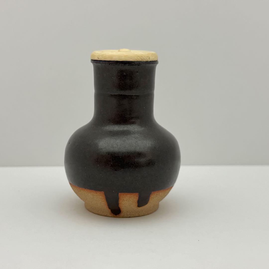 茶道具 暁窯 岡田暁山 利休鶴首写茶入 仕服添 茶道