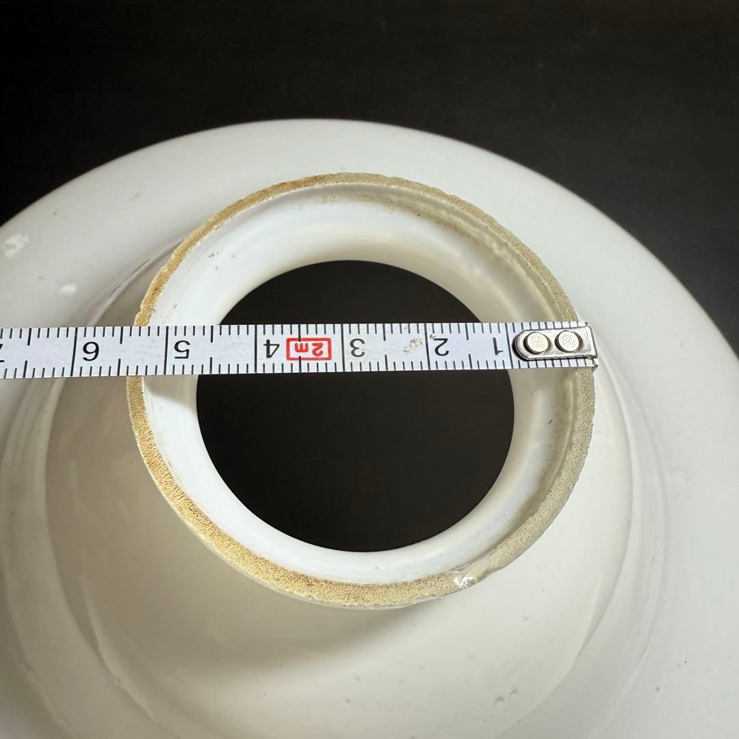 ◆希少 富士マーク入り乳白色電笠 雷文 大正〜昭和時代 戦前 和硝子◆